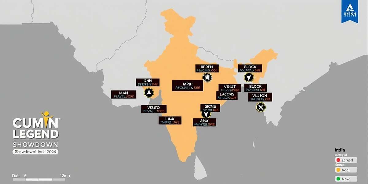 Cumin Legend Showdown - Player Distribution in India Map showing Cumin Legend Showdown player distribution across India